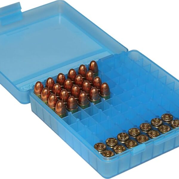 CAJA PLASTICA AZUL / NEGRA  100 MUNICIONES  9MM, .380