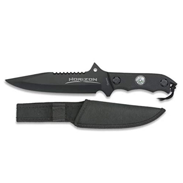 Cuchillo Táctico Horison Albainox  Negro 13.2 cm.  con Funda