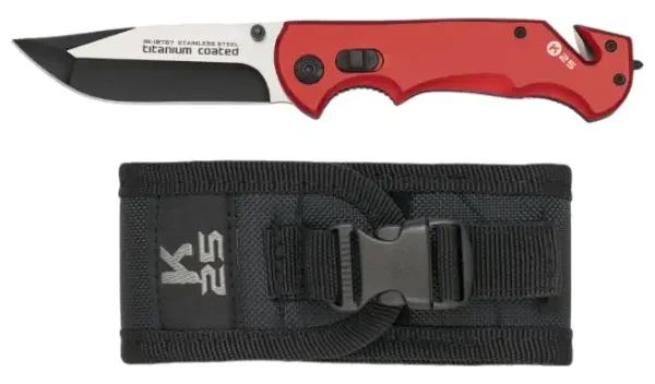 Navaja Táctica K25 Mango Rojo 9 cm  ID 18757